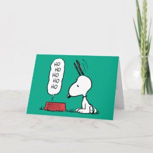 Tarjeta Festiva Tazón de comida de Snoopy Ho Ho Ho