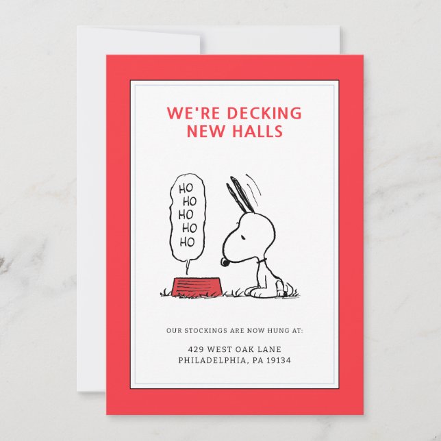 Tarjeta Festiva Tazón de comida Peanuts | Snoopy Ho Ho Ho (Anverso)