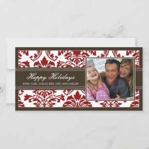 Tarjeta Festiva {TBA} Felices Fiestas de Elegantes Marrones y Rojo