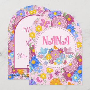 Tarjeta Festiva Te Amamos Nana flores silvestres BOHO Personalizad
