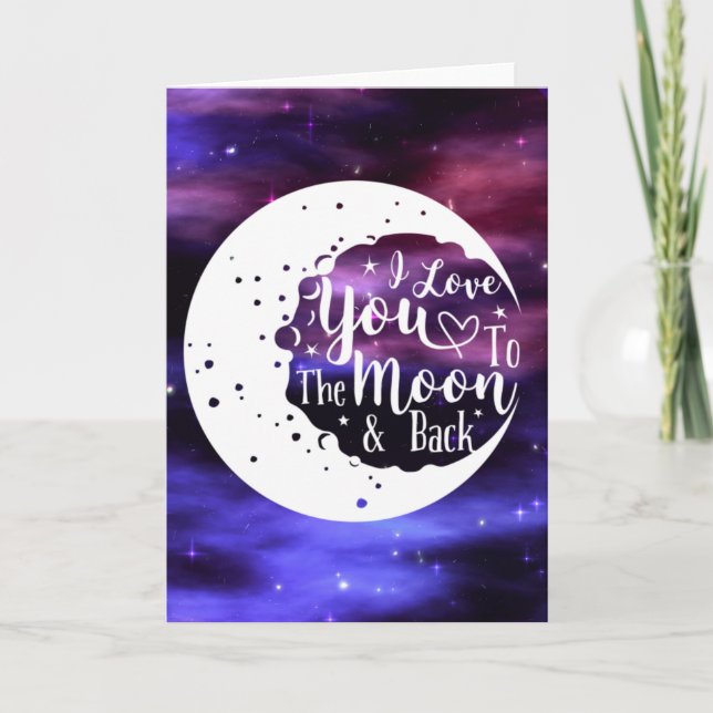 Tarjeta Festiva Te amo a la luna y a la carta trasera (Anverso)