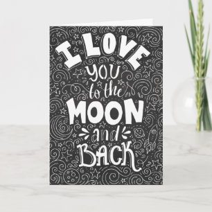 Tarjeta Festiva Te amo a la luna y al tablero de atrás