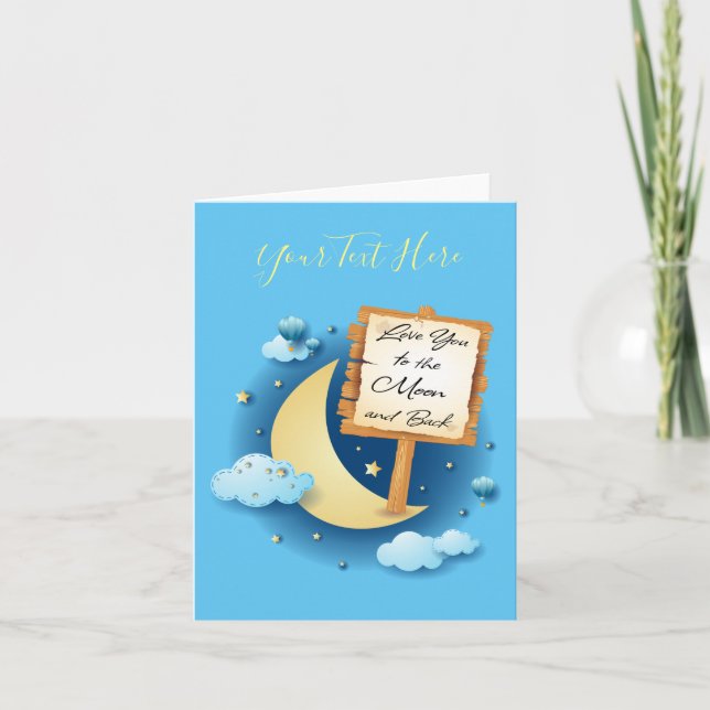 Tarjeta Festiva Te amo a la luna y atrás (Anverso)