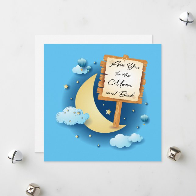 Tarjeta Festiva Te amo a la luna y atrás (Anverso/Reverso In Situ)