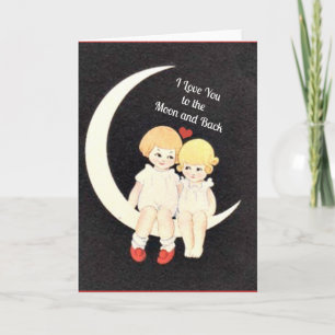 Tarjeta Festiva Te amo a la luna y atrás