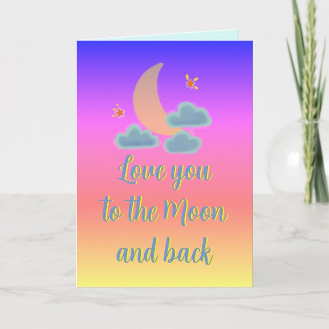 Tarjeta Festiva Te amo a Moon y Back Ombre (Anverso)