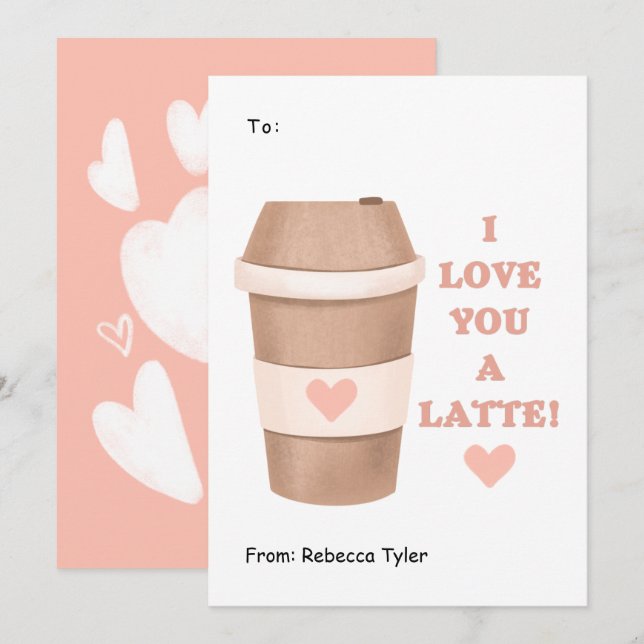 Tarjeta Festiva Te amo a un Día de San Valentín rosado de aula de  (Anverso / Reverso)