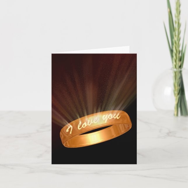 Tarjeta Festiva "Te amo" anillo de oro (Anverso)