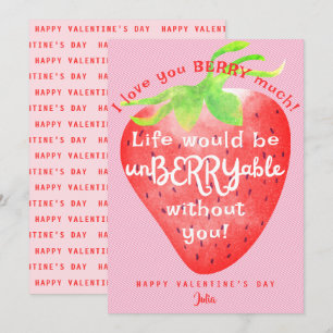 Tarjeta Festiva Te amo Berry Mucho Fresa Dulce Valentines