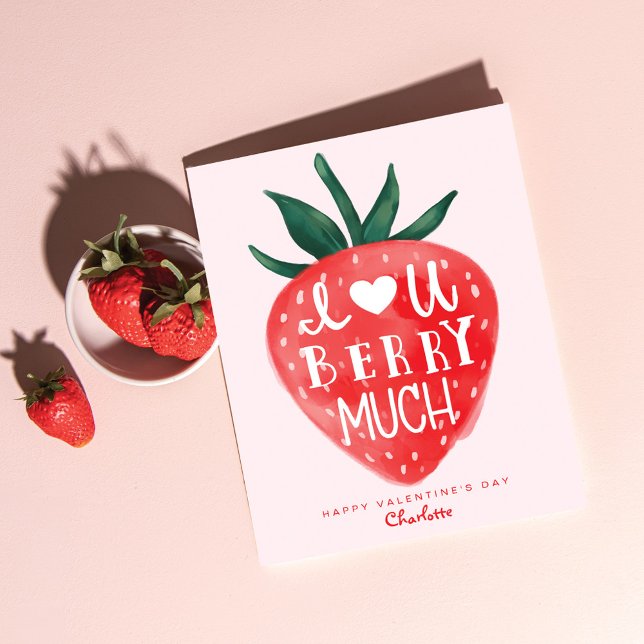 Tarjeta Festiva Te amo Berry mucho fresa roja San Valentín (Subido por el creador)