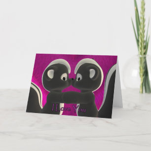 Tarjeta Festiva Te amo, besando a los skunks lindos, El día de San