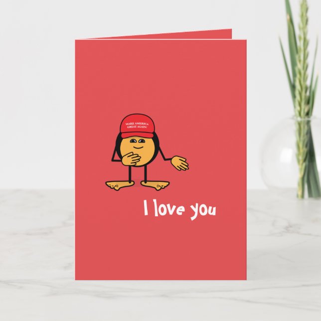Tarjeta Festiva Te amo Bigly Trump Emoticon Valentine (Anverso)