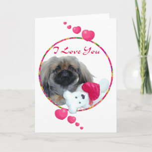 Tarjeta Festiva Te Amo Cachorro Pequinés