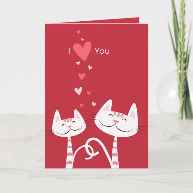 Tarjeta Festiva Te Amo Cats Valentine (Anverso)