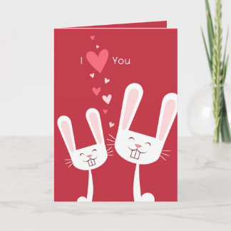 Tarjeta Festiva Te Amo Conejos Conejos Conejitos (rojo) San Valent