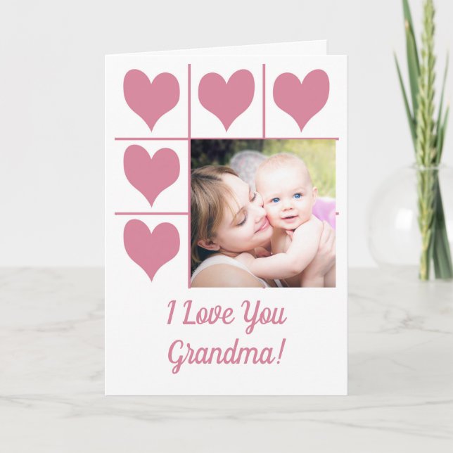 Tarjeta Festiva Te amo, corazón rosado y foto de San Valentín (Anverso)