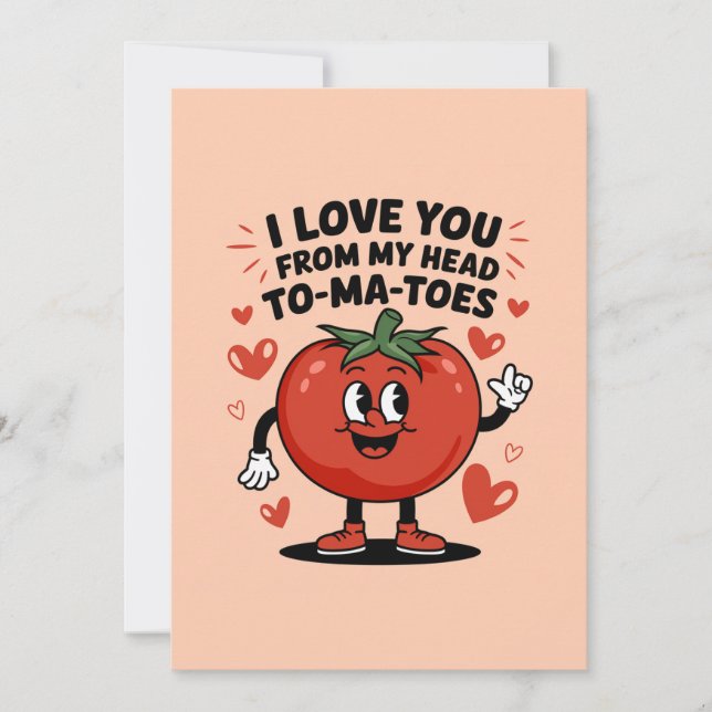 Tarjeta Festiva Te Amo desde Mi Cabeza Tomates Tomate Adorable (Anverso)
