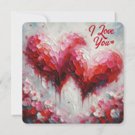 Tarjeta Festiva Te Amo Dos Corazones Abstractos Pintura San Valent