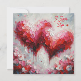 Tarjeta Festiva Te Amo Dos Corazones Abstractos Pintura San Valent