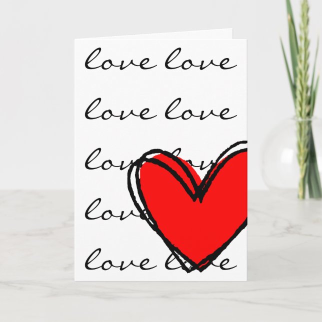 Tarjeta Festiva Te Amo El Corazón Rojo (Anverso)