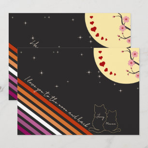 Tarjeta Festiva Te Amo Hasta La Luna Y De Regreso Bandera Lesbiana