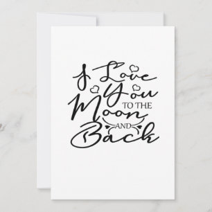 Tarjeta Festiva Te Amo Hasta La Luna Y De Regreso Corazón Minimali