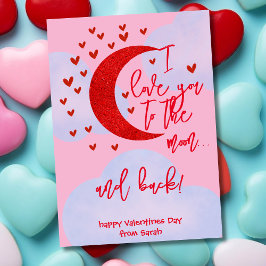 Tarjeta Festiva Te amo hasta la luna y de vuelta día de San Valent