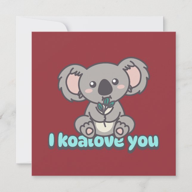 Tarjeta Festiva Te amo Koala oso juego de palabras (Anverso)