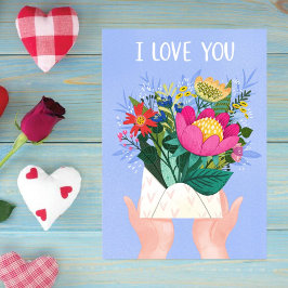Tarjeta Festiva Te amo l Cute Flower Envelope Valentine