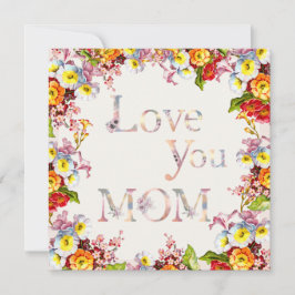 Tarjeta Festiva Te Amo Mamá Floral Elegante Tato Y Alegre Boho