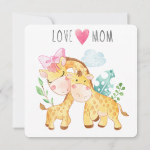 Tarjeta Festiva Te Amo Mamá Jirafas Lindas 