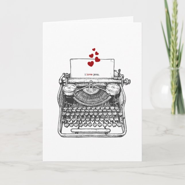 Tarjeta Festiva Te amo | Máquina de escribir antigua | San Valentí (Anverso)