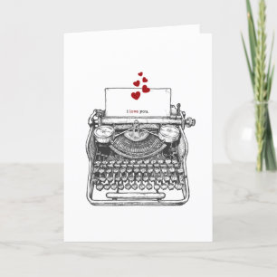Tarjeta Festiva Te amo   Máquina de escribir antigua   San Valentí
