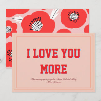 Tarjeta Festiva Te Amo Más Diseño Plano Floral de San Valentín