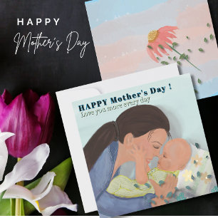 Tarjeta Festiva Te amo más el día de las madres con un bebé