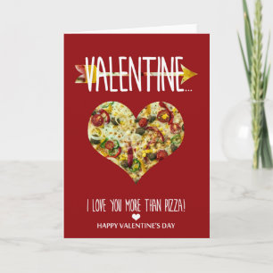 Tarjeta Festiva Te amo más que a la pizza El día de San Valentín