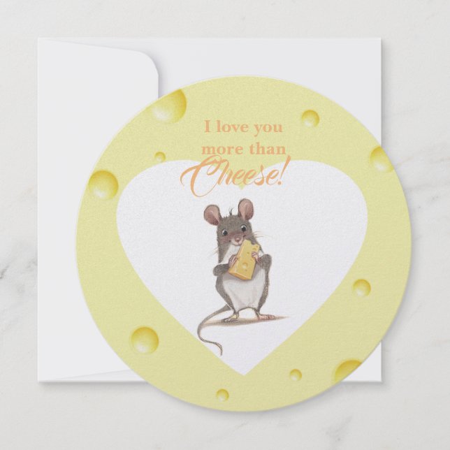 Tarjeta Festiva Te amo más que la carta redonda de queso (Anverso)