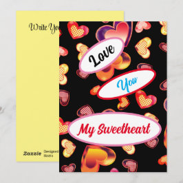 Tarjeta Festiva Te Amo Mi Corazón Hermoso Ombre Cuadros Corazones