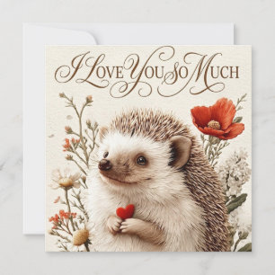 Tarjeta Festiva Te Amo Mucho: Diseño de Corazón de Erizo