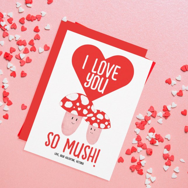 Tarjeta Festiva Te Amo Mucho El día de San Valentín De Hongos. (Subido por el creador)