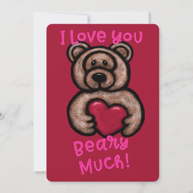 Tarjeta Festiva Te Amo Mucho Más Que Teddy Bear Valentine (Anverso)
