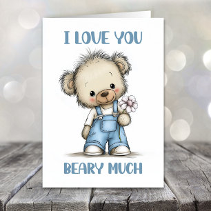 Tarjeta Festiva Te Amo Mucho Oso de Peluche Día de San Valentín