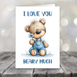 Tarjeta Festiva Te Amo Mucho Oso de Peluche Día de San Valentín