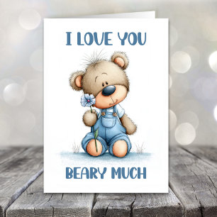 Tarjeta Festiva Te Amo Mucho Oso de Peluche Día de San Valentín
