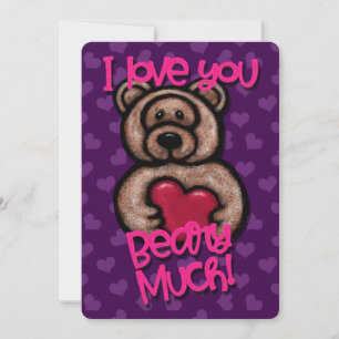 Tarjeta Festiva Te Amo Mucho Oso de San Valentín