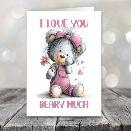 Tarjeta Festiva Te Amo Mucho Oso Día de San Valentín