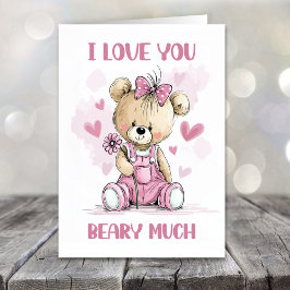 Tarjeta Festiva Te Amo Mucho Oso Día de San Valentín