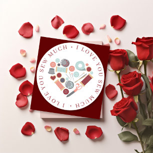 Tarjeta Festiva Te Amo Mucho Tema de Costura