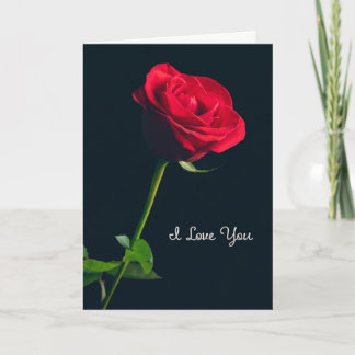 Tarjeta Festiva Te Amo Para Cualquiera Rosa Roja Elegante sobre Ne
