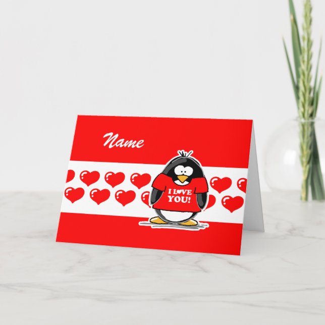 Tarjeta Festiva Te Amo Penguin Card (Anverso)